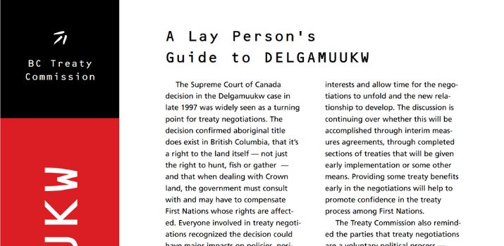 A Lay Person's Guide to Delgamuukw | BC Treaty