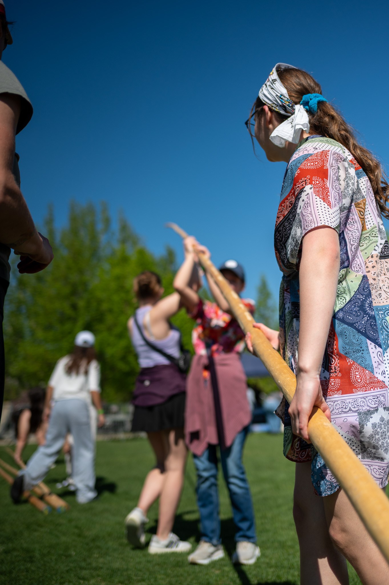Students learning outdoors