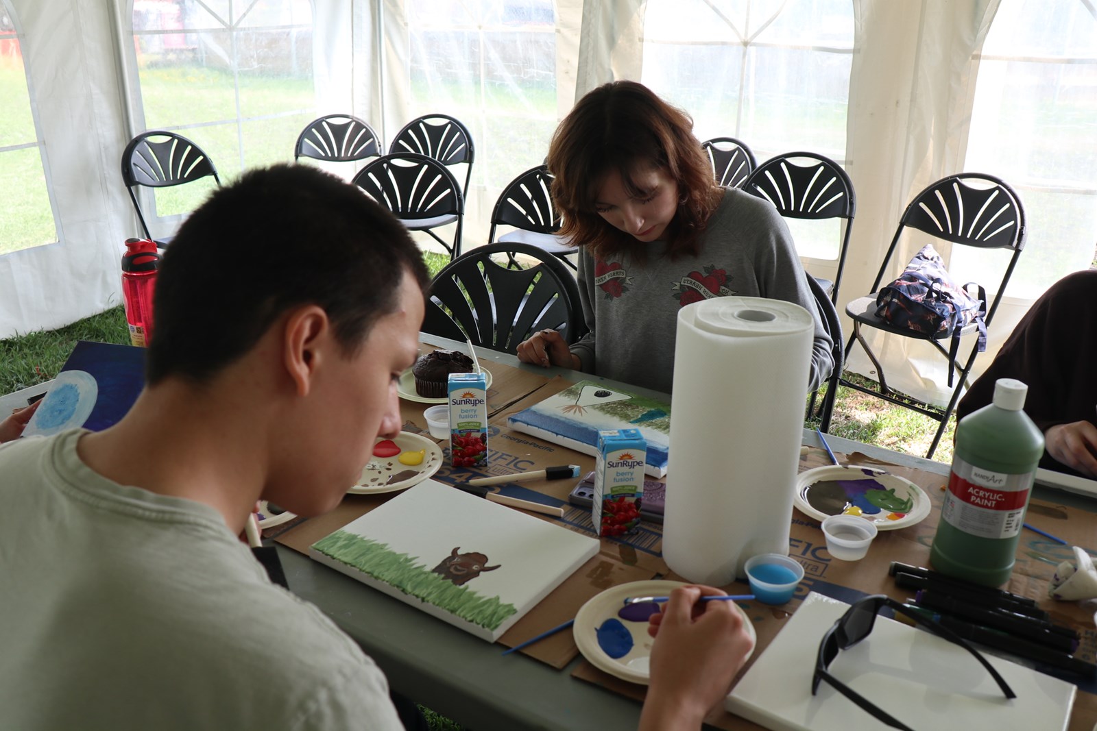 Students painting