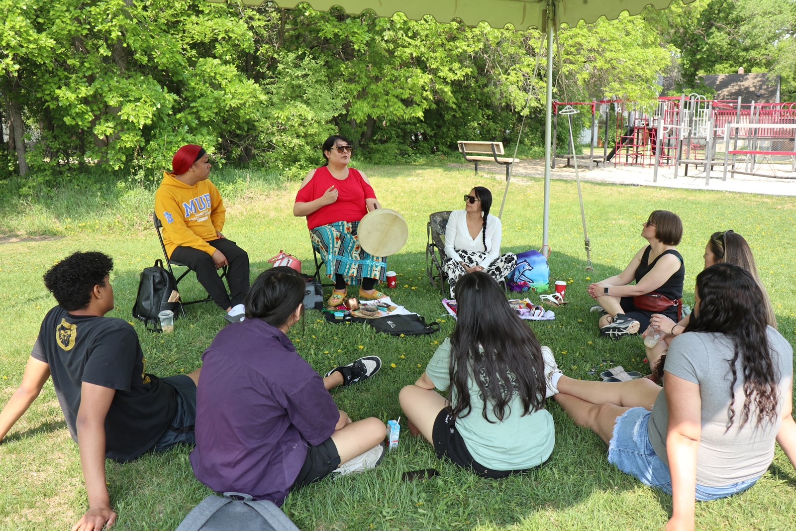 Students listening to Two-Spirit Teachings