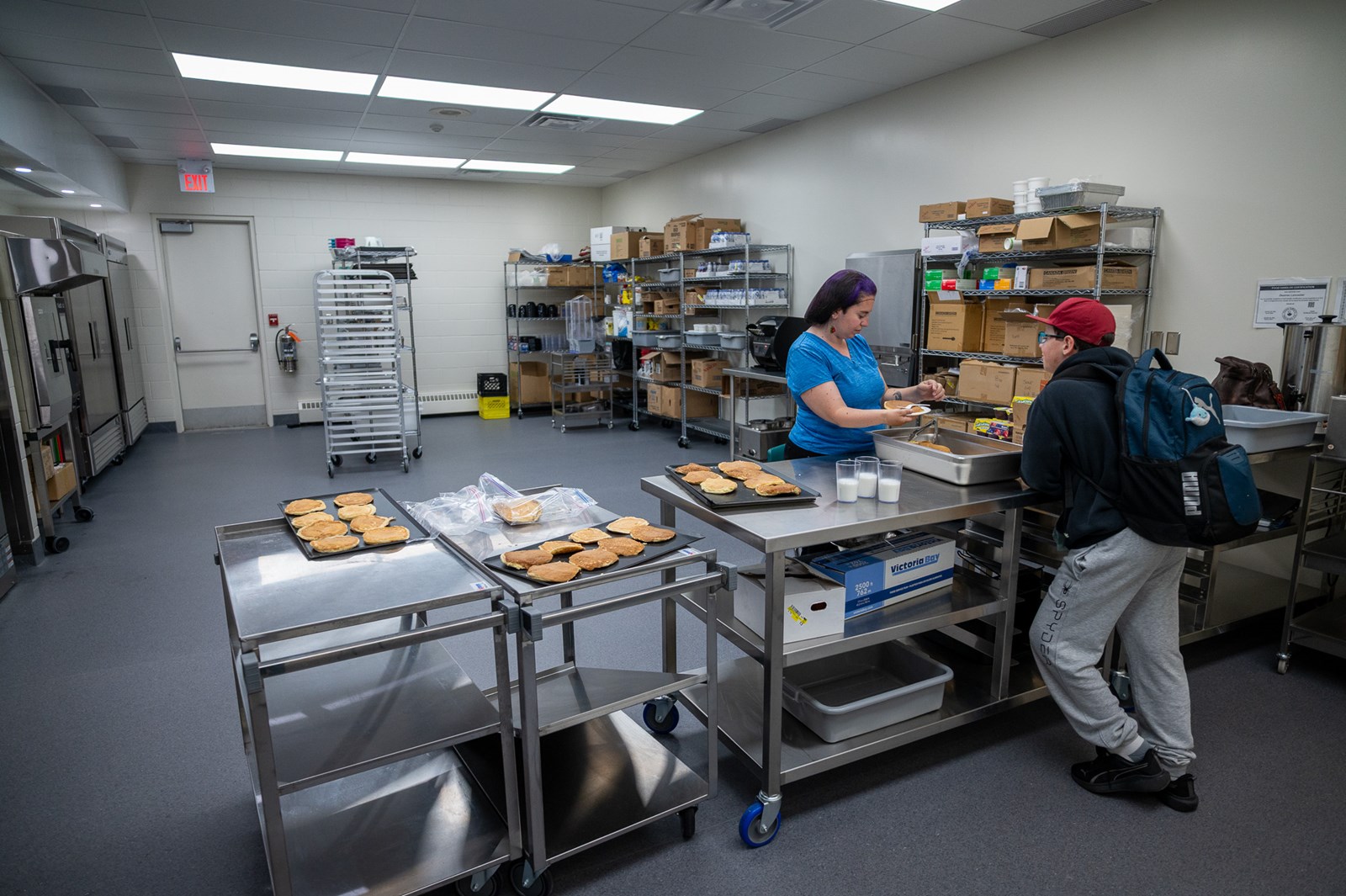 A kitchen with equipment