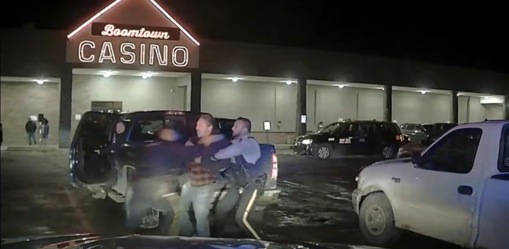 RCMP dashcam video shows officer tackling, punching Chief Allan Adam during arrest | CBC News