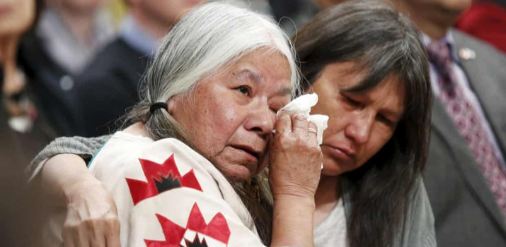 Residential School survivor Lorna Standingready, left, is comforted during the Truth and Reconciliation Commission of Canada closing ceremony in Ottawa earlier this week. Photograph Blair GableReu