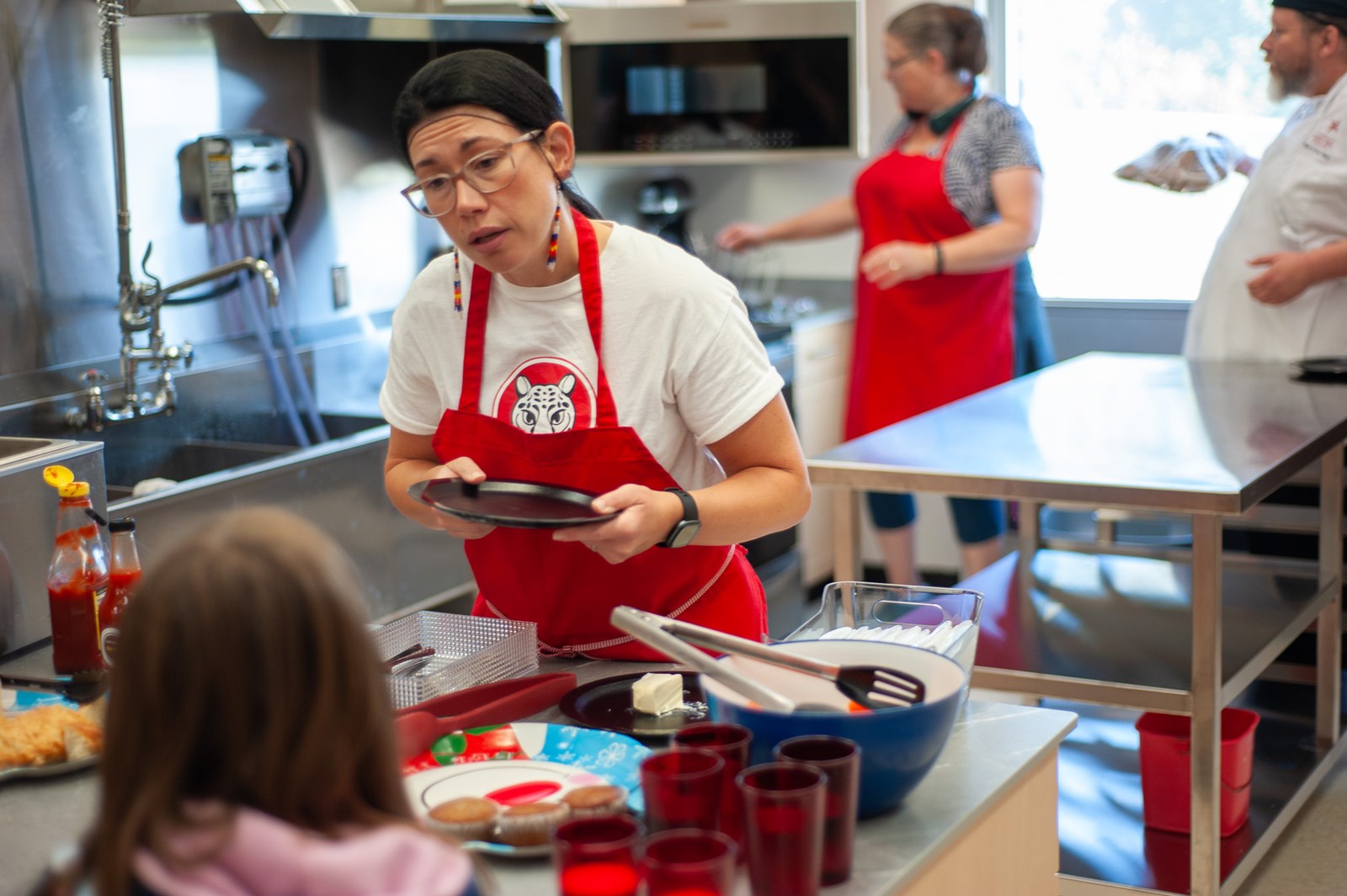 Students learning about food