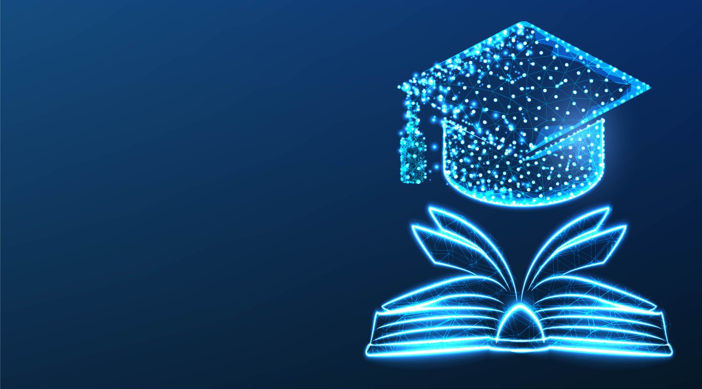 book and grad cap illustration 