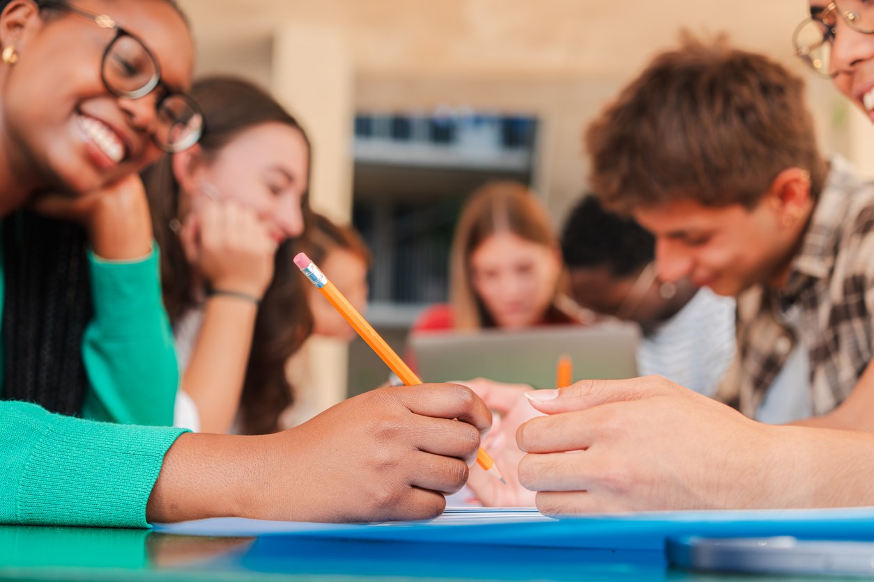 A classroom with students