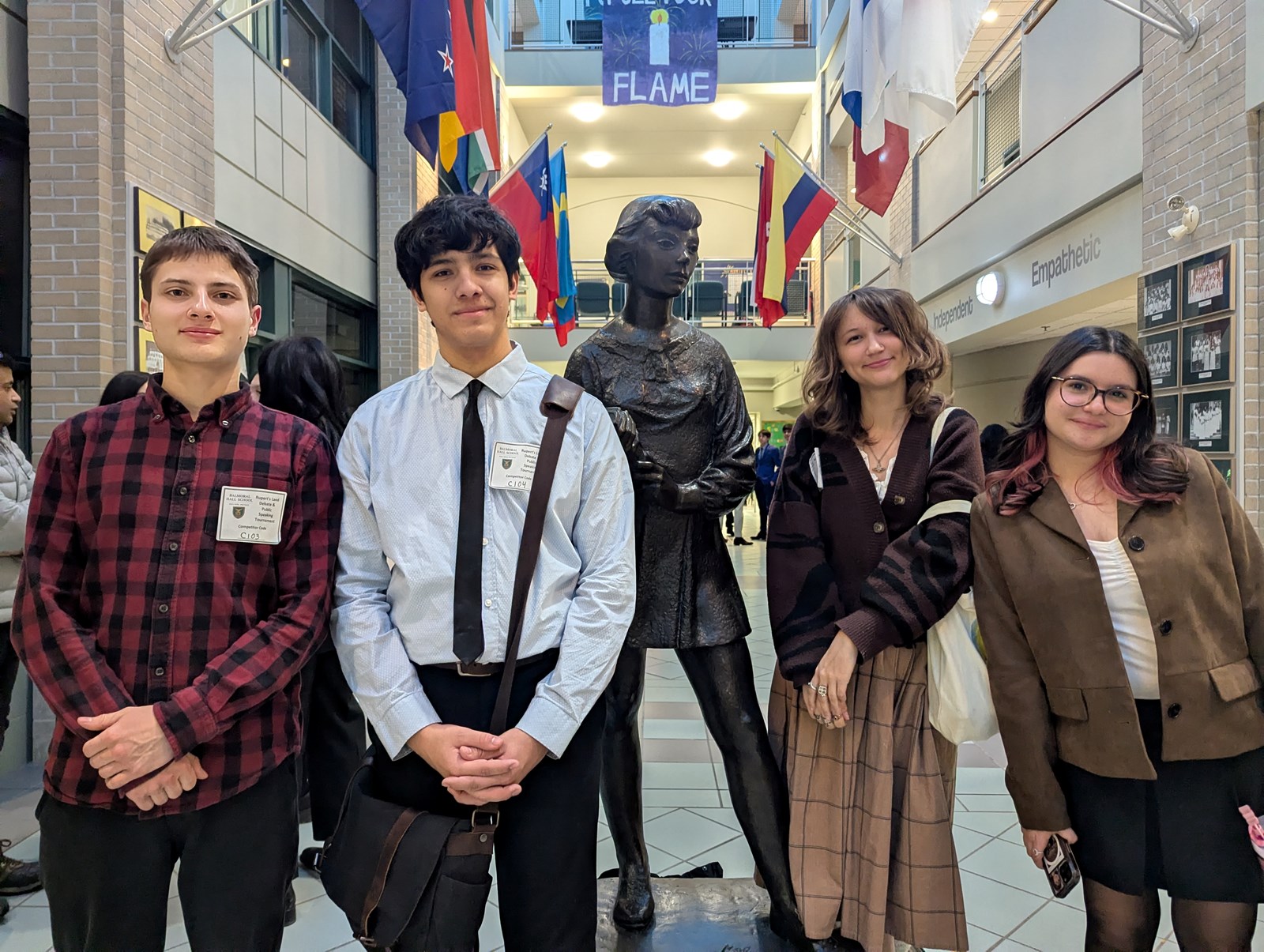 Victor, Matias, Miles, and Pietra at the 33rd Annual Rupert's Land Debate and Public Speaking Tournament held at Balmoral Hall School.