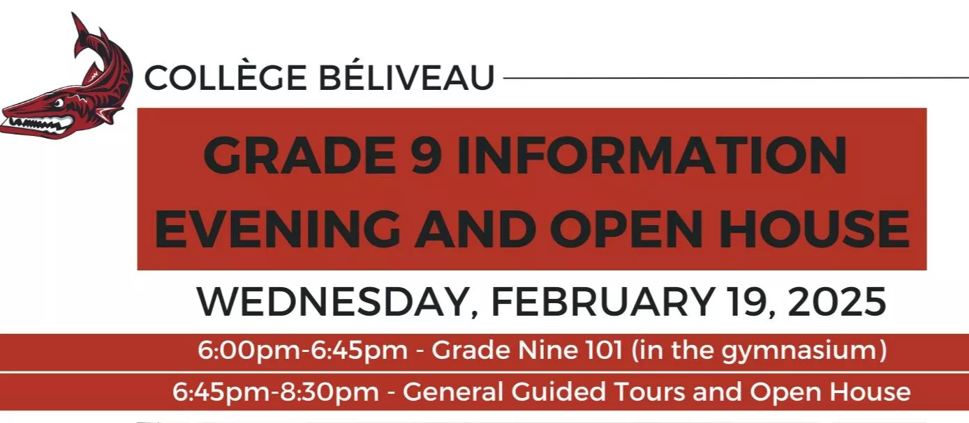 Collège Béliveau Grade 9 Information Evening and Open House